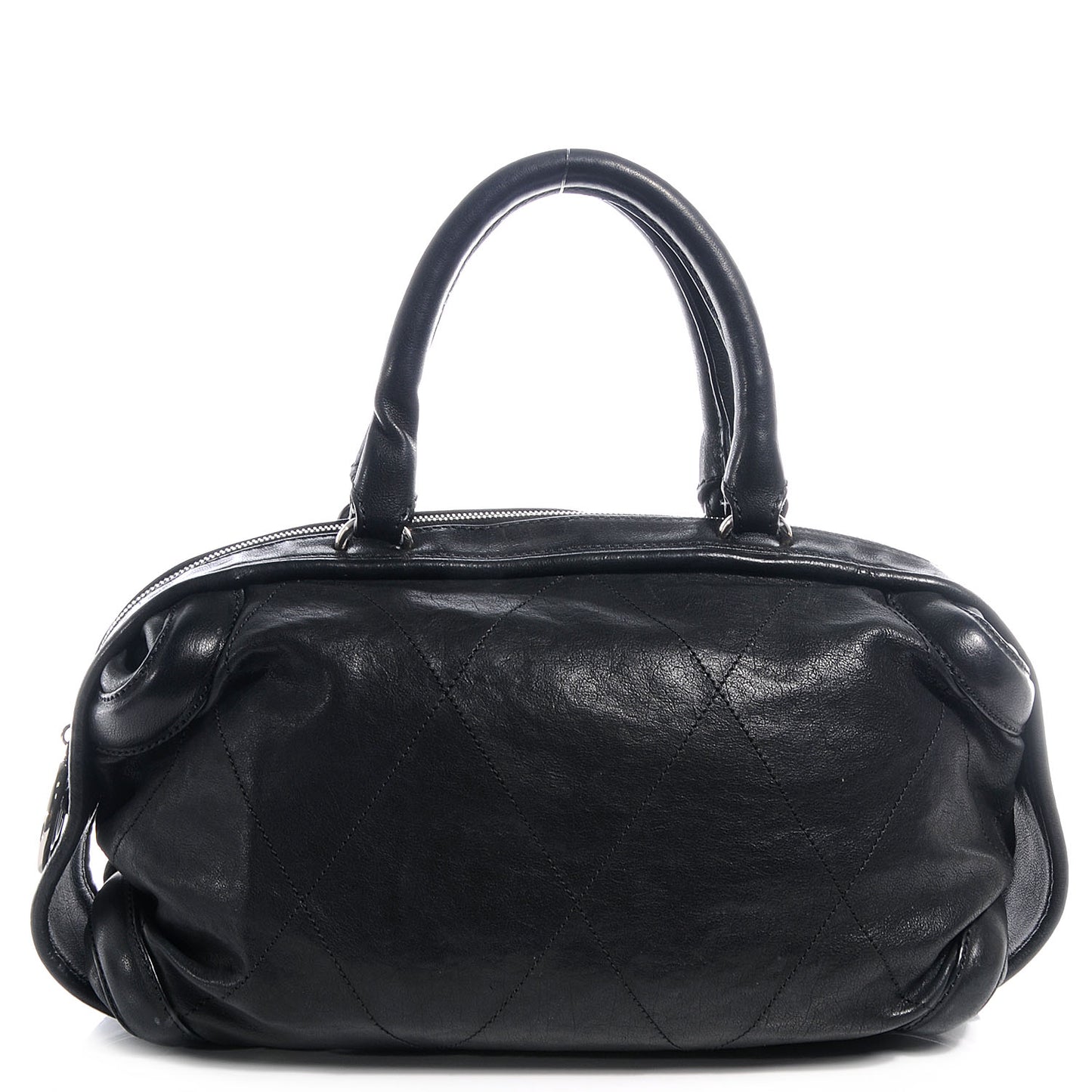 Calfskin Round Bowling Bag Black