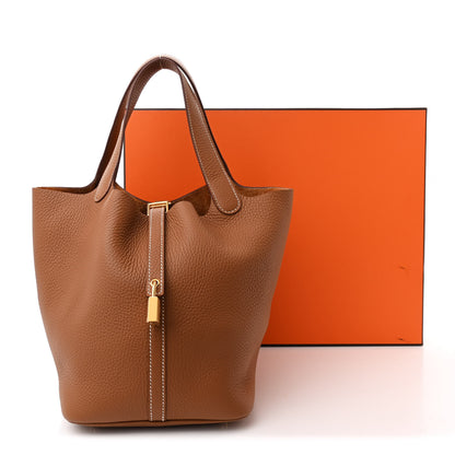 Hermes Taurillon Clemence Picotin Lock 22 MM Gold 11 of 11