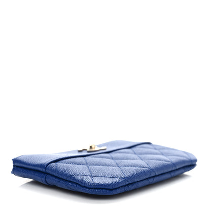 Chanel Caviar Quilted Small Vintage Mademoiselle Cosmetic Case Dark Blue 4 of 7