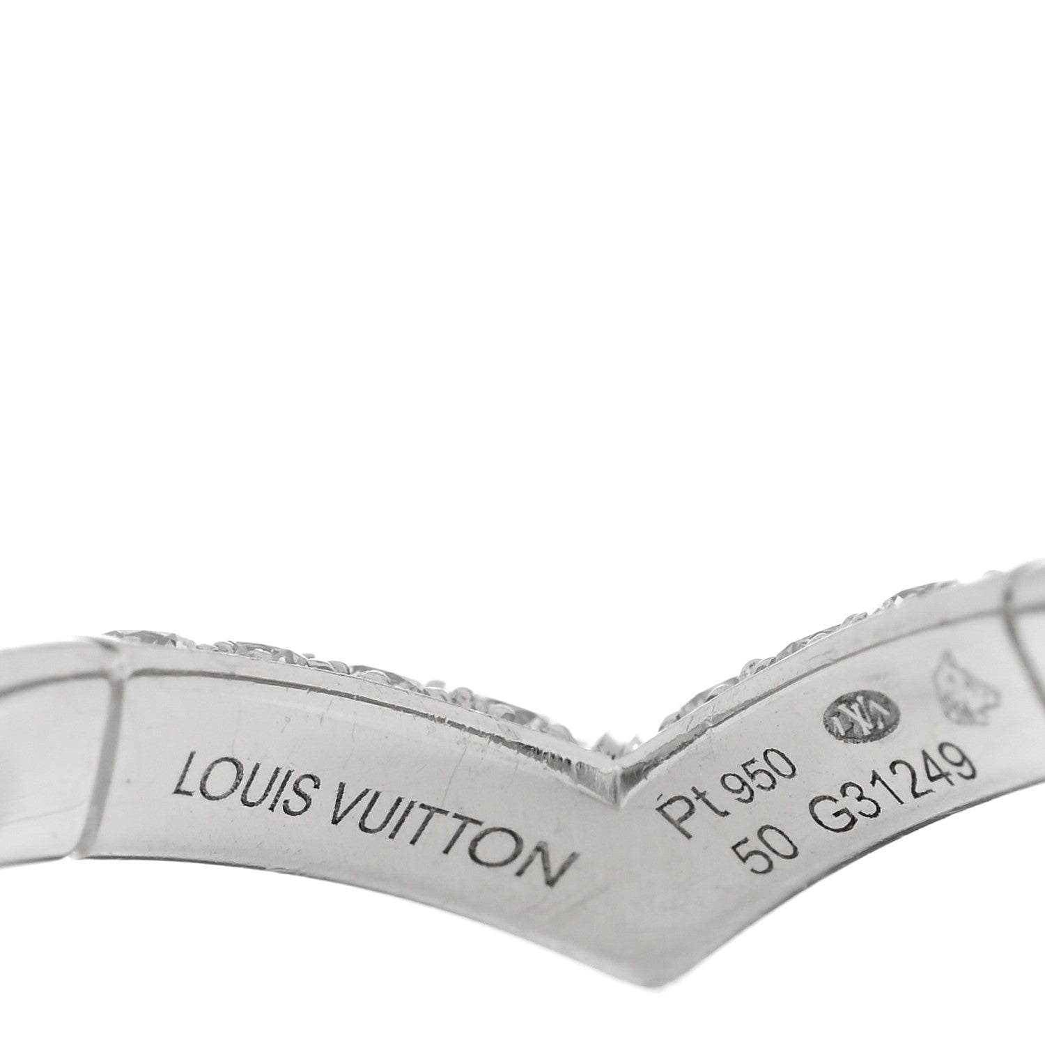 Louis Vuitton Platiunm Diamond V Pave Ring 50 5.5 4 of 5