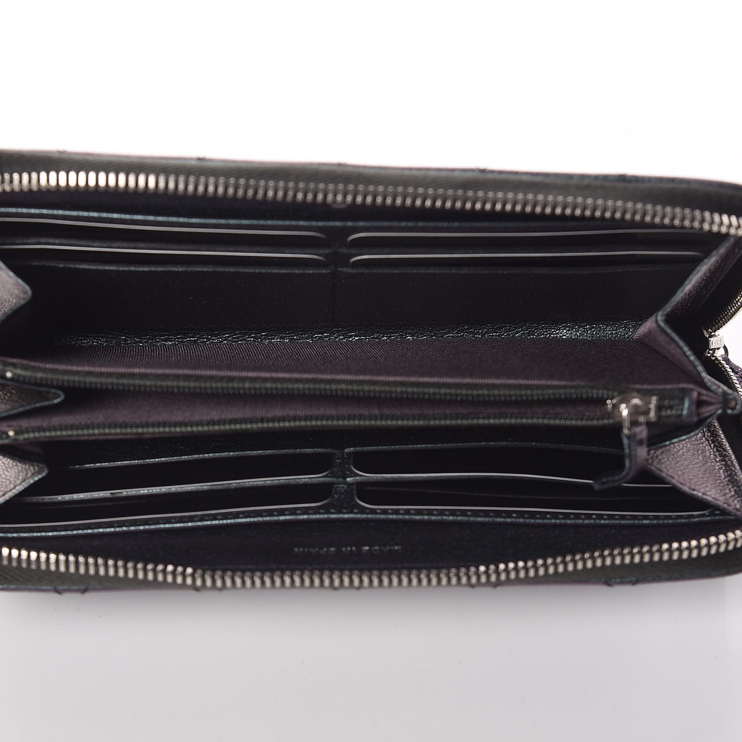 Iridescent Goatskin Quilted Large Zip Around Wallet Purple