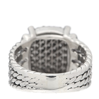 David Yurman Sterling Silver Diamond 16mm Wheaton Ring 60 9 3 of 4