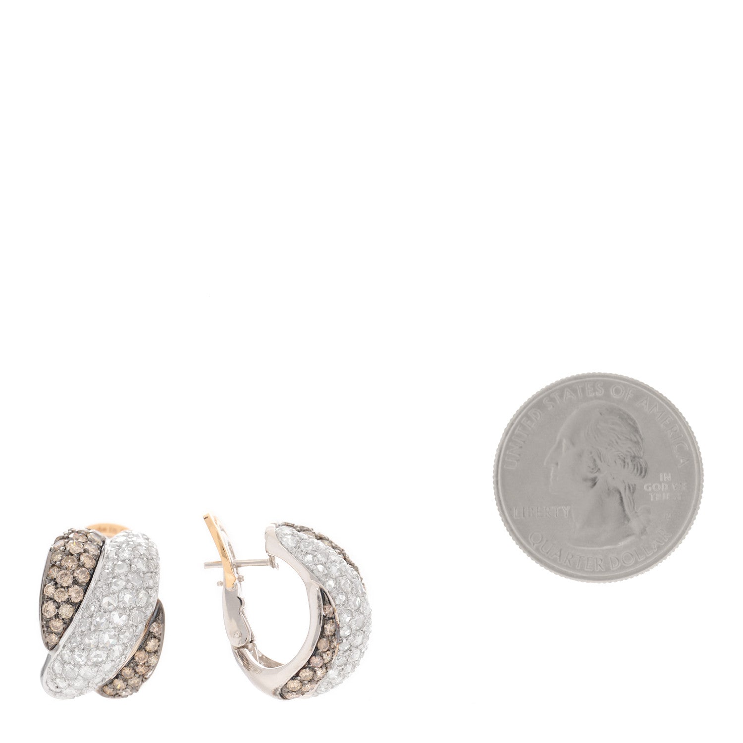 Damiani 18K White Rose Gold Brown Diamond Gomitolo Earrings 2 of 4