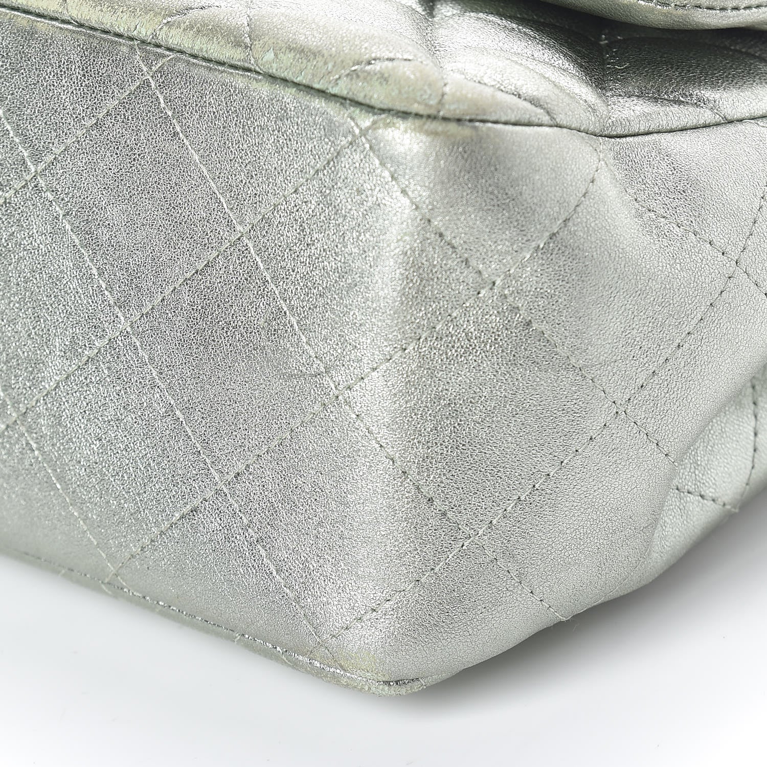 Chanel Metallic Lambskin Quilted Jumbo Double Flap Green 10 of 10