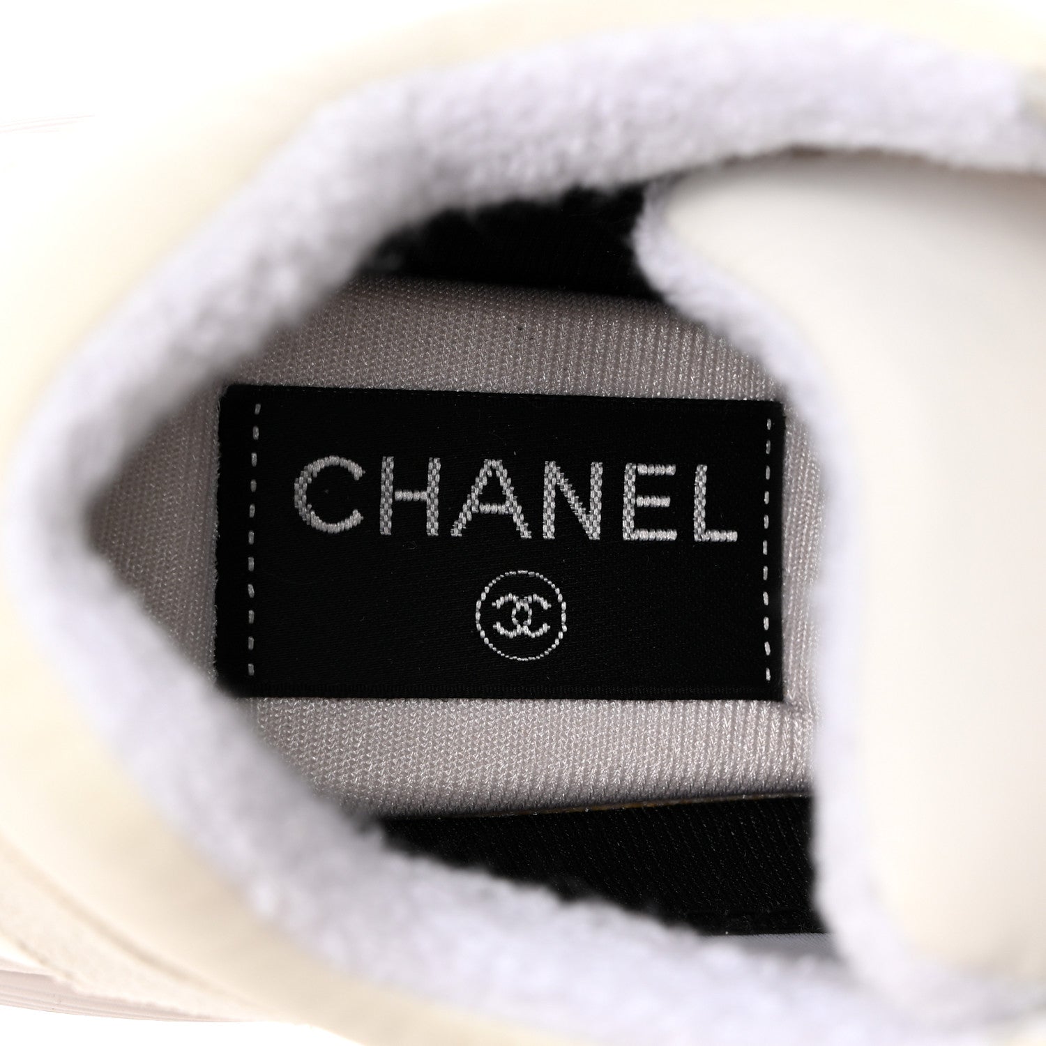 Chanel Suede Calfskin Fabric CC Sneakers 37 White 7 of 10