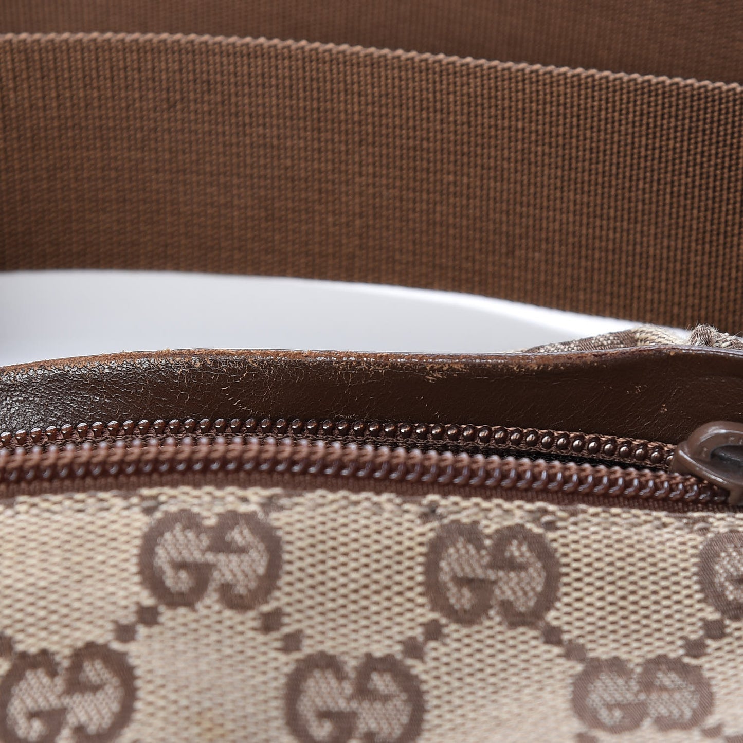 GG Monogram Double Pocket Belt Bag Brown