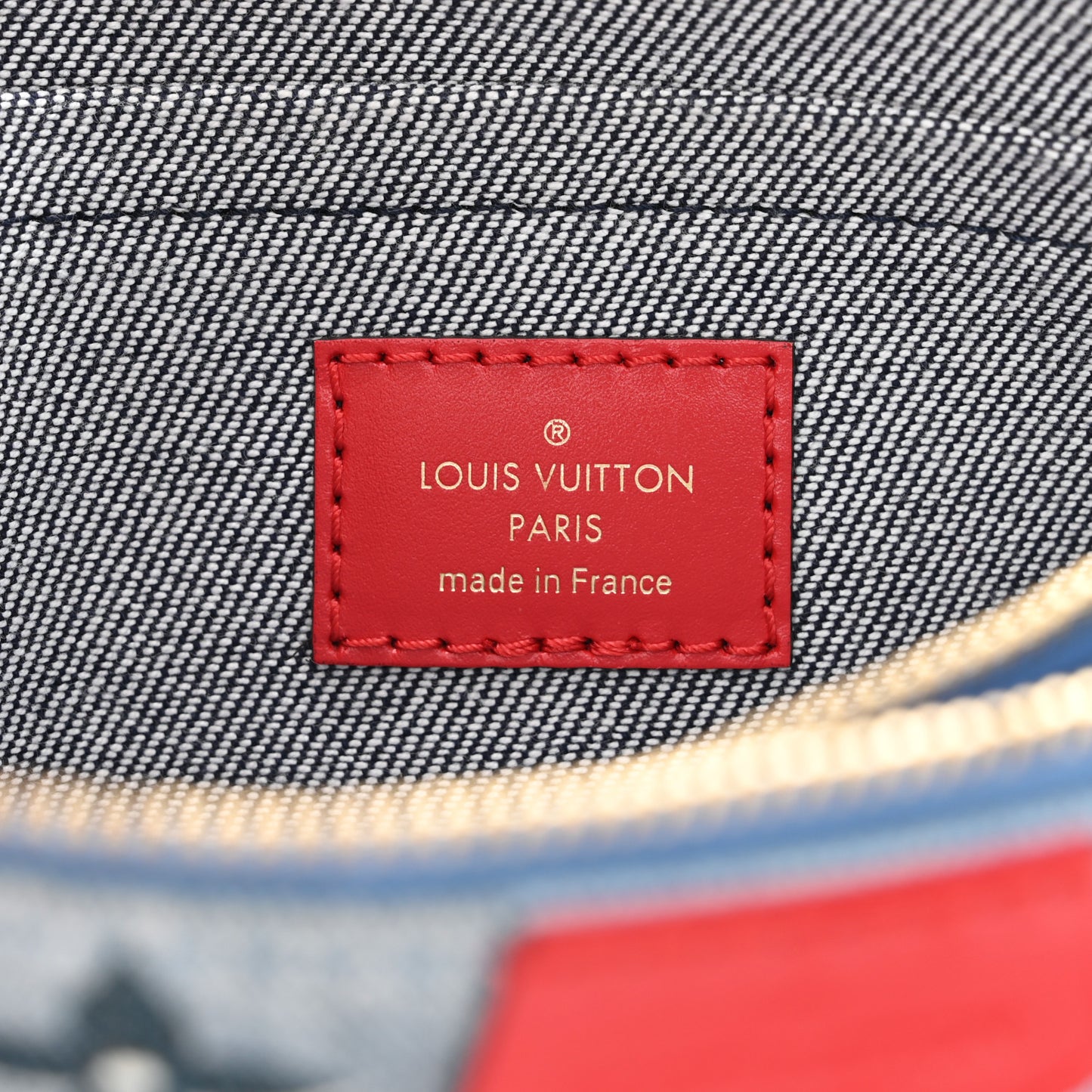 Denim Damier Monogram Patchwork Multi Pochette Accessories Blue Rouge