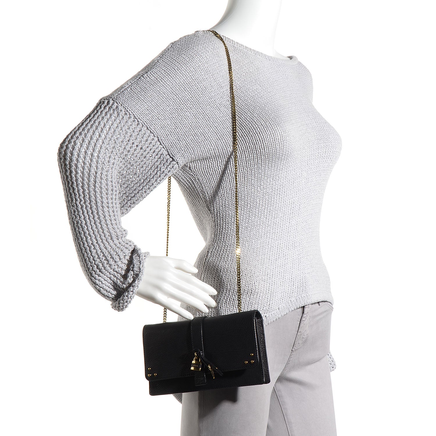 Chloe Calfskin Aurore Wallet on Chain Black 2 of 8