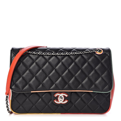 Chanel Lambskin Quilted Jumbo Cuba Color Flap Black 1 of 12