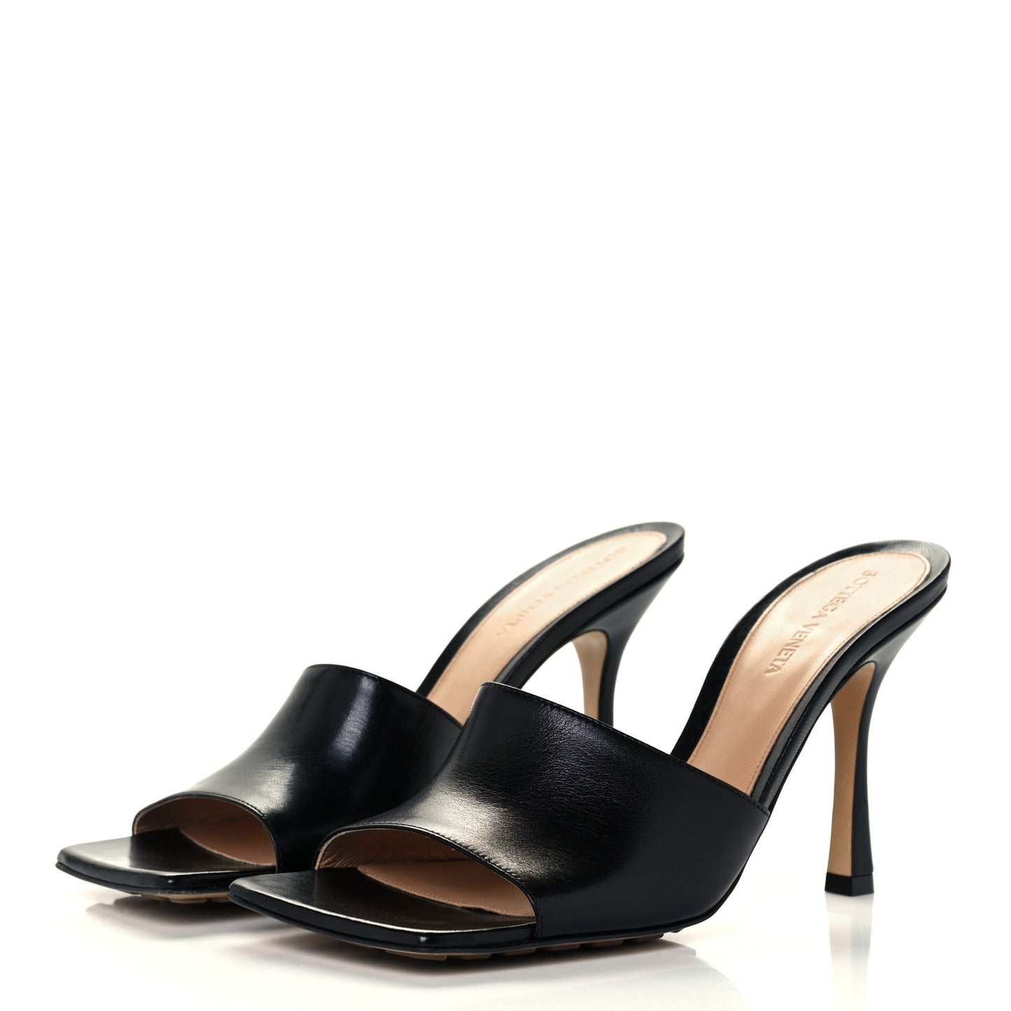 Lambskin Stretch Mule Sandals 39.5 Black