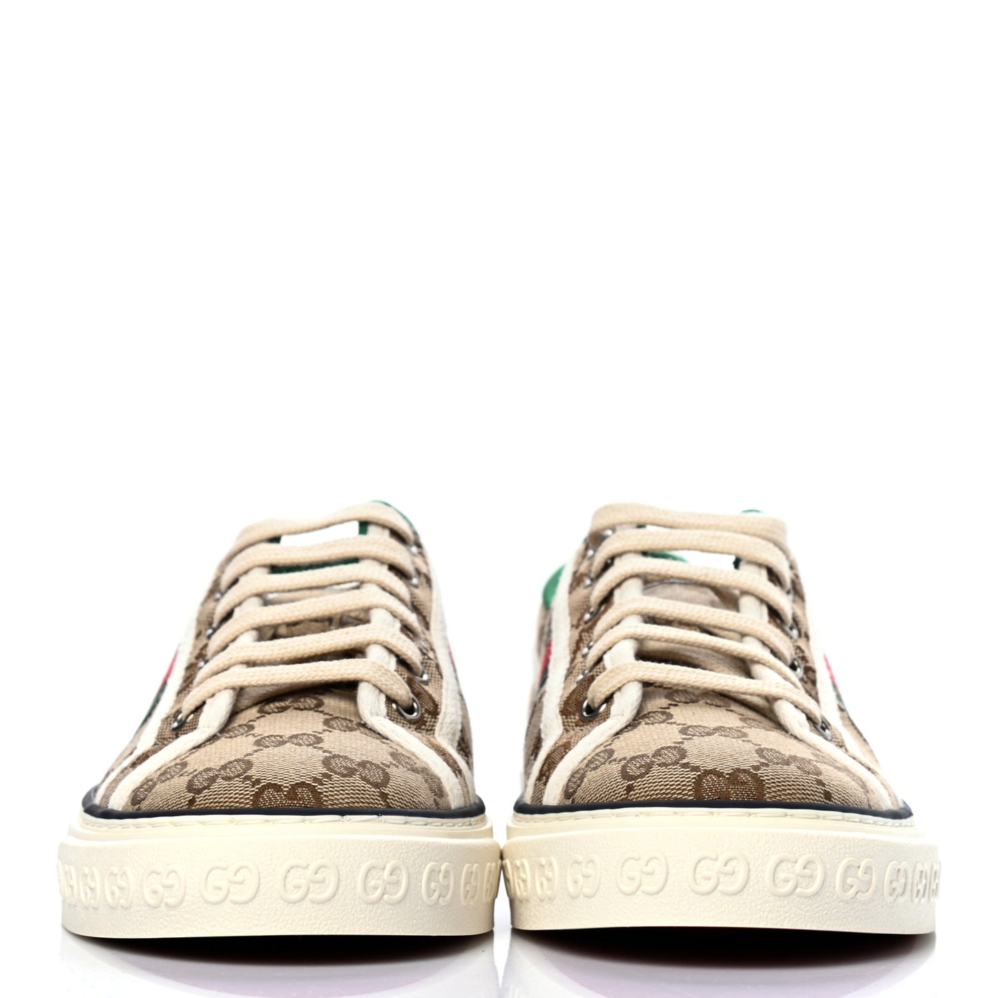 GG Monogram Web Womens 1977 Tennis Sneakers 40.5 Beige Ebony Mystic White