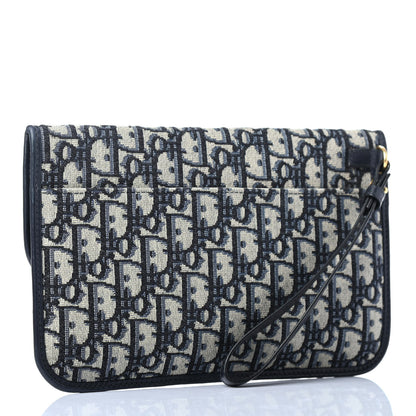 Christian Dior Oblique Flap Pouch Clutch Blue 2 of 4