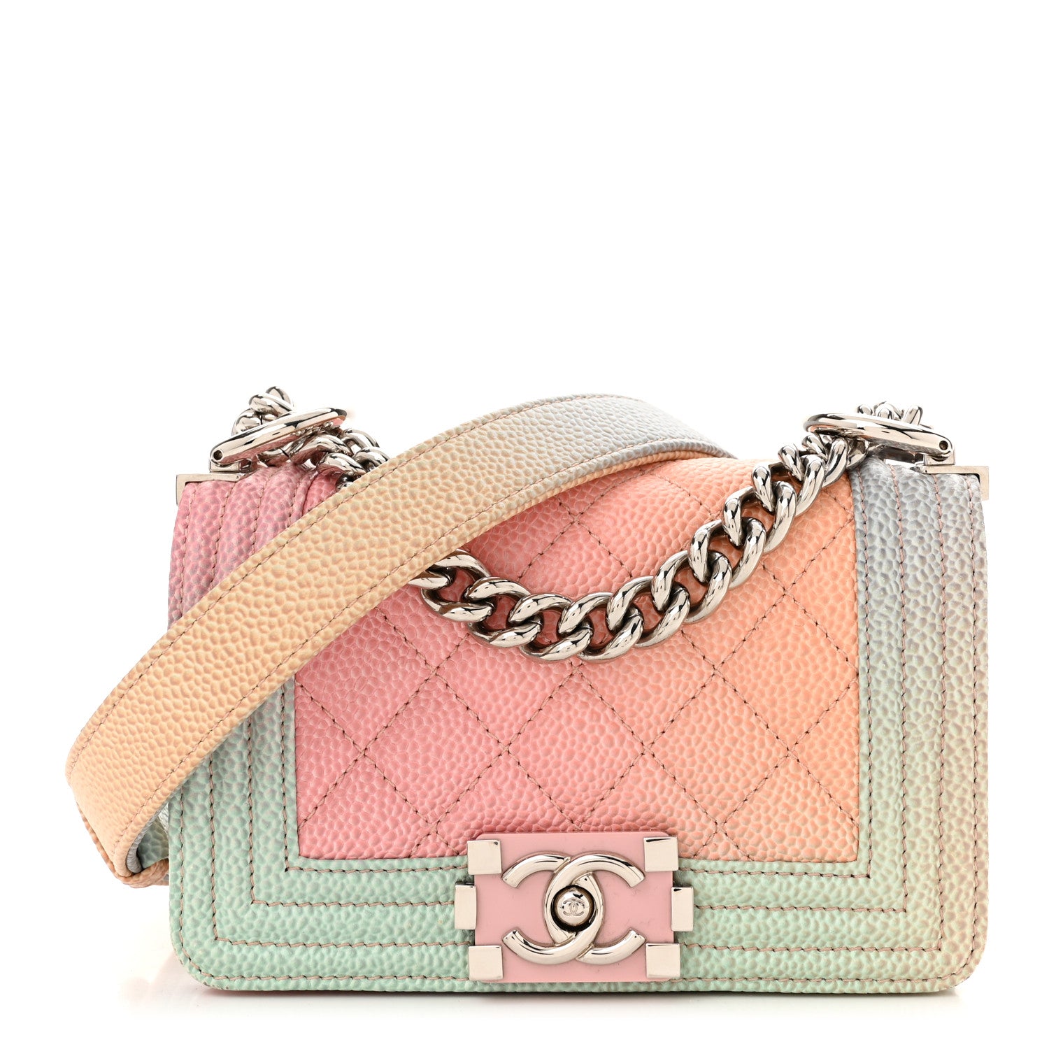 Chanel Caviar Quilted Mini Cuba Rainbow Boy Flap Pink Multicolor 1 of 11