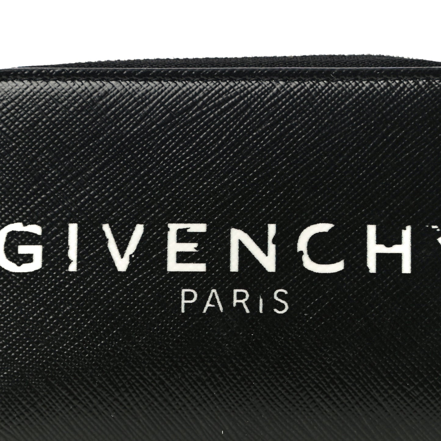 Calfskin Logo Print Mini Zip Wallet Black