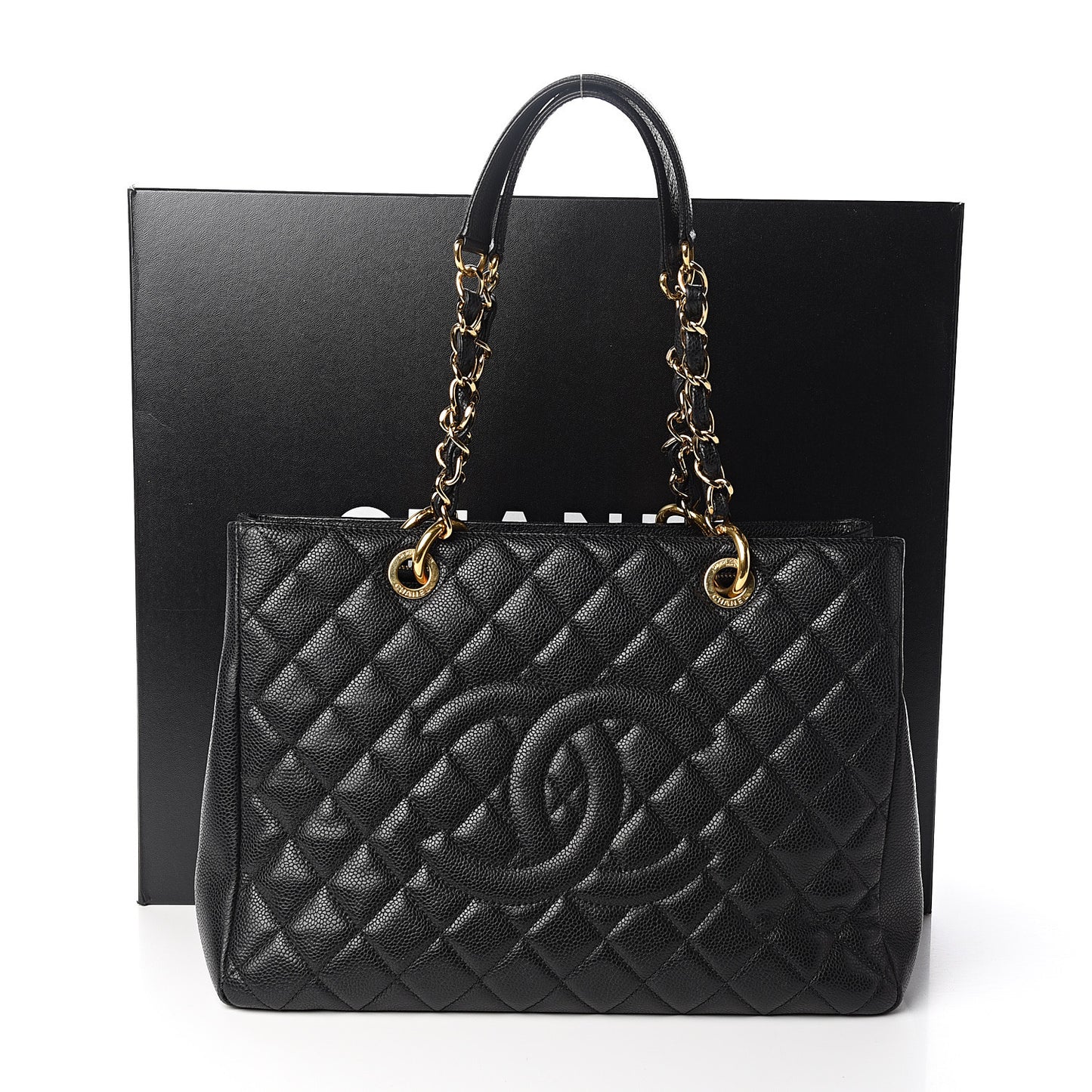 Caviar Quilted Grand Shopping Tote GST Black