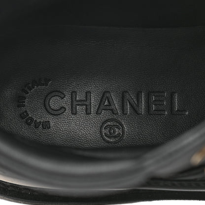 Chanel Calfskin Lambskin Lace Up Boots 38 Black 7 of 8