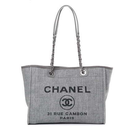Chanel Woven Straw Raffia Small Deauville Tote Grey 1 of 9