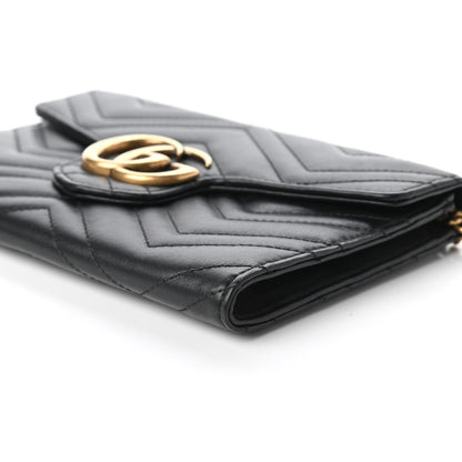 Gucci Calfskin Matelasse Mini GG Marmont Chain Wallet Black 7 of 10