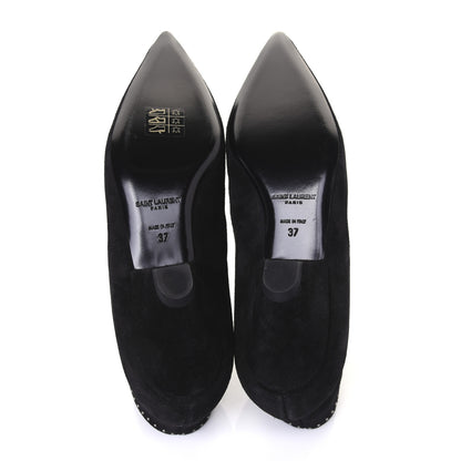 Saint Laurent Suede Blaze Studded Laced Ankle Boots 37 Black 6 of 11
