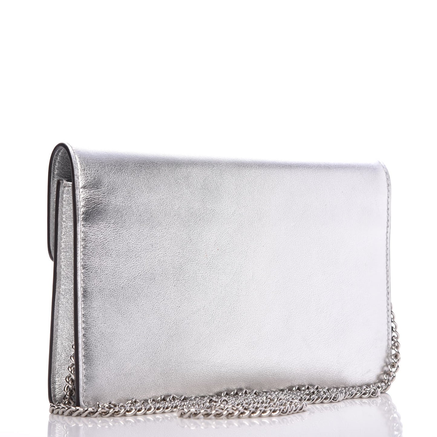 Vitello Catalan Mirror F is Fendi Medium Envelope Wallet on Chain Argento