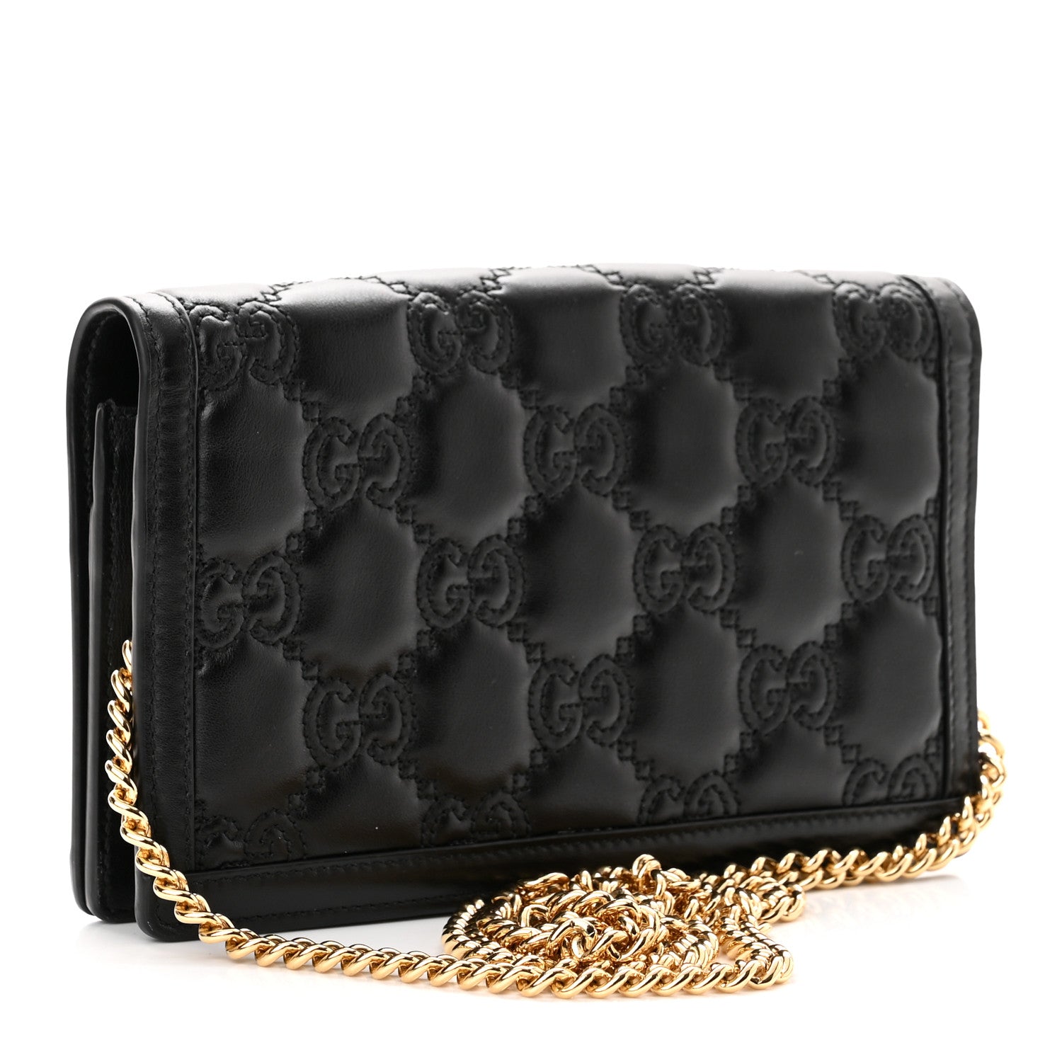 Gucci Calfskin GG Matelasse Chain Wallet Black 2 of 7