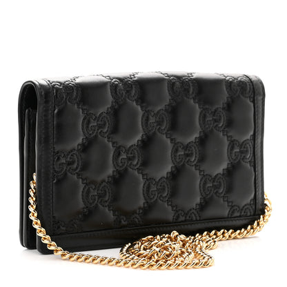 Gucci Calfskin GG Matelasse Chain Wallet Black 2 of 7