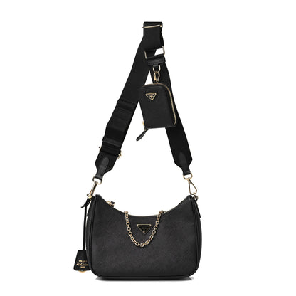 Prada Saffiano Lux Re-Edition 2005 Shoulder Bag Black 1 of 9