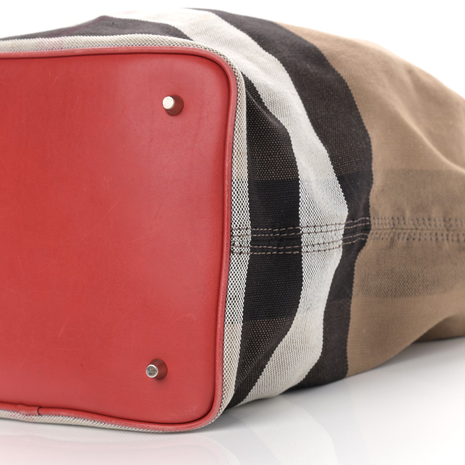 Burberry Canvas Mega Check Medium Ashby Bucket Bag Red 6 of 13