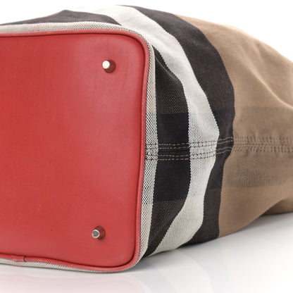 Burberry Canvas Mega Check Medium Ashby Bucket Bag Red 6 of 13