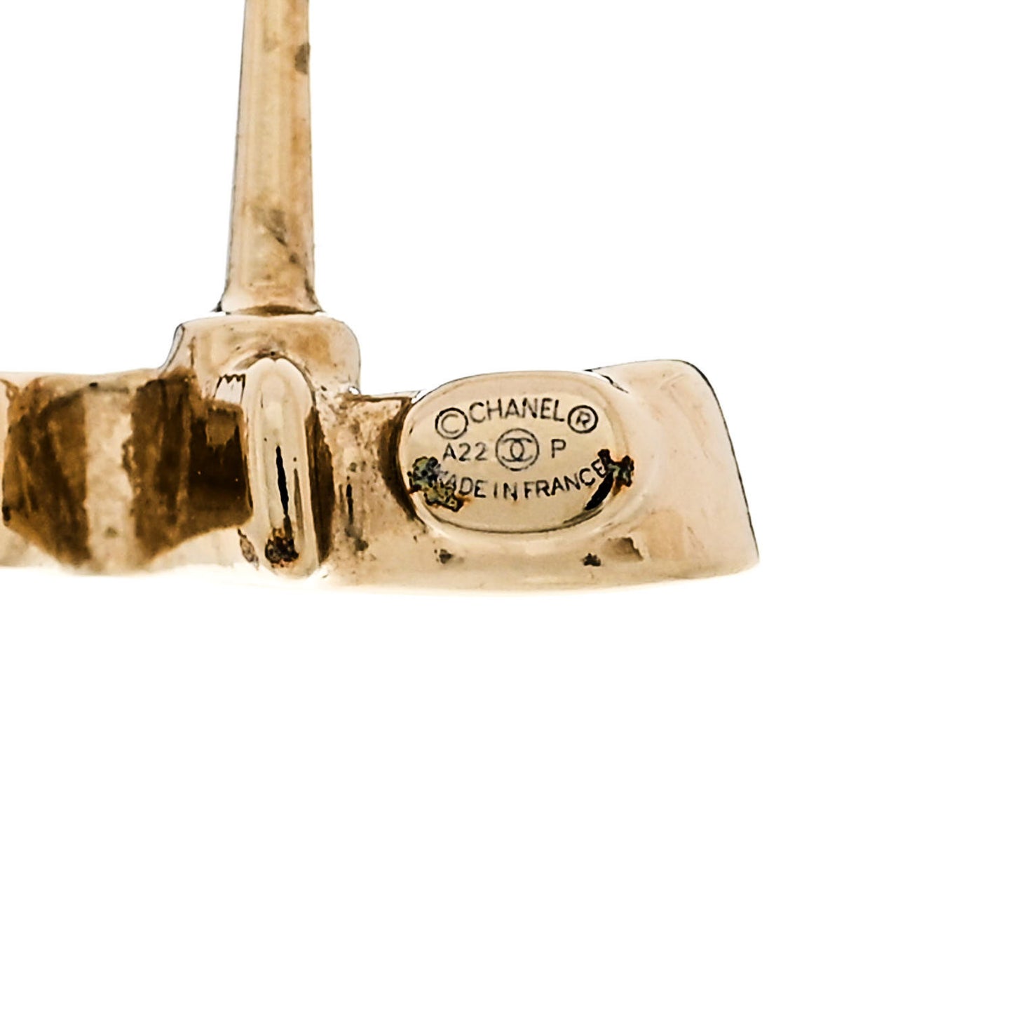 Metal Crystal Coco Script CC Climber Earrings Gold