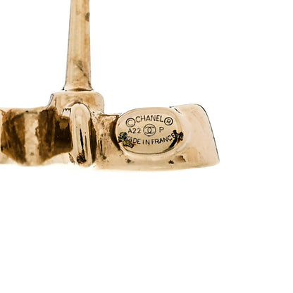 Chanel Metal Crystal Coco Script CC Climber Earrings Gold 5 of 5