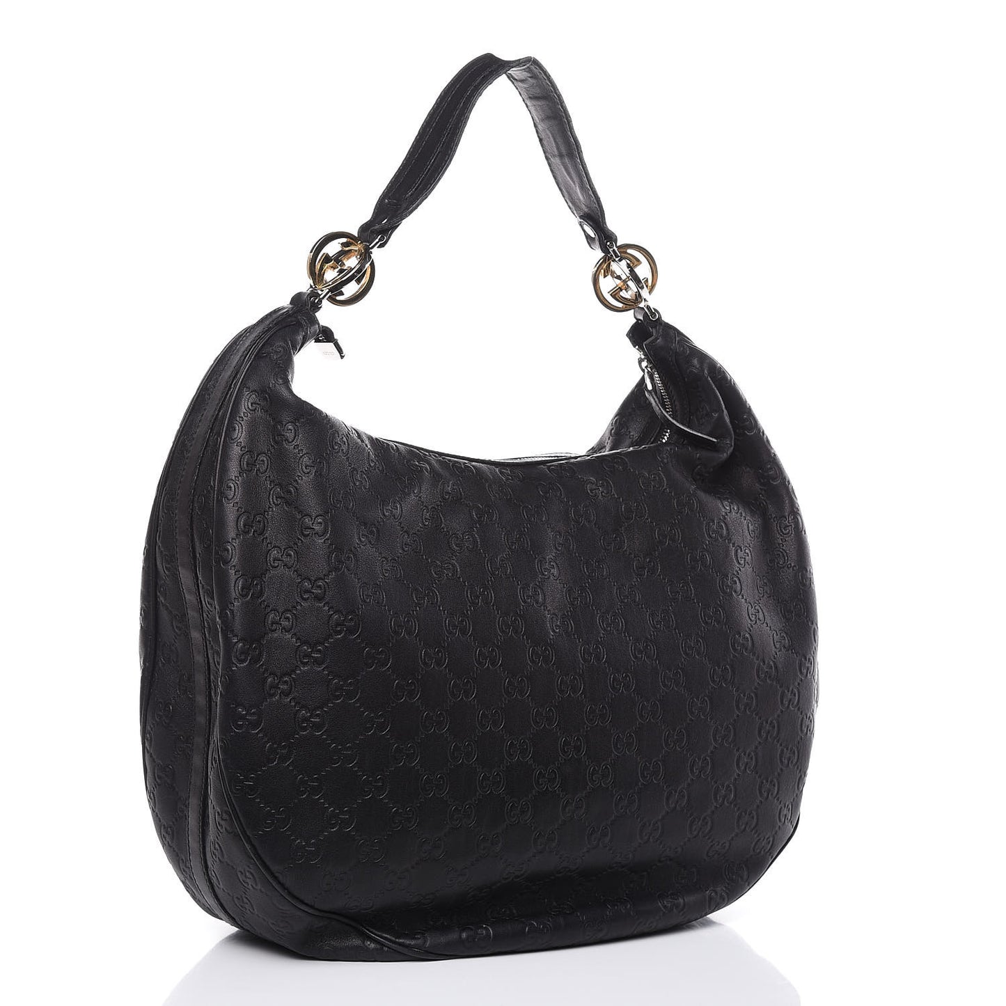 Guccissima Large GG Twins Hobo Black