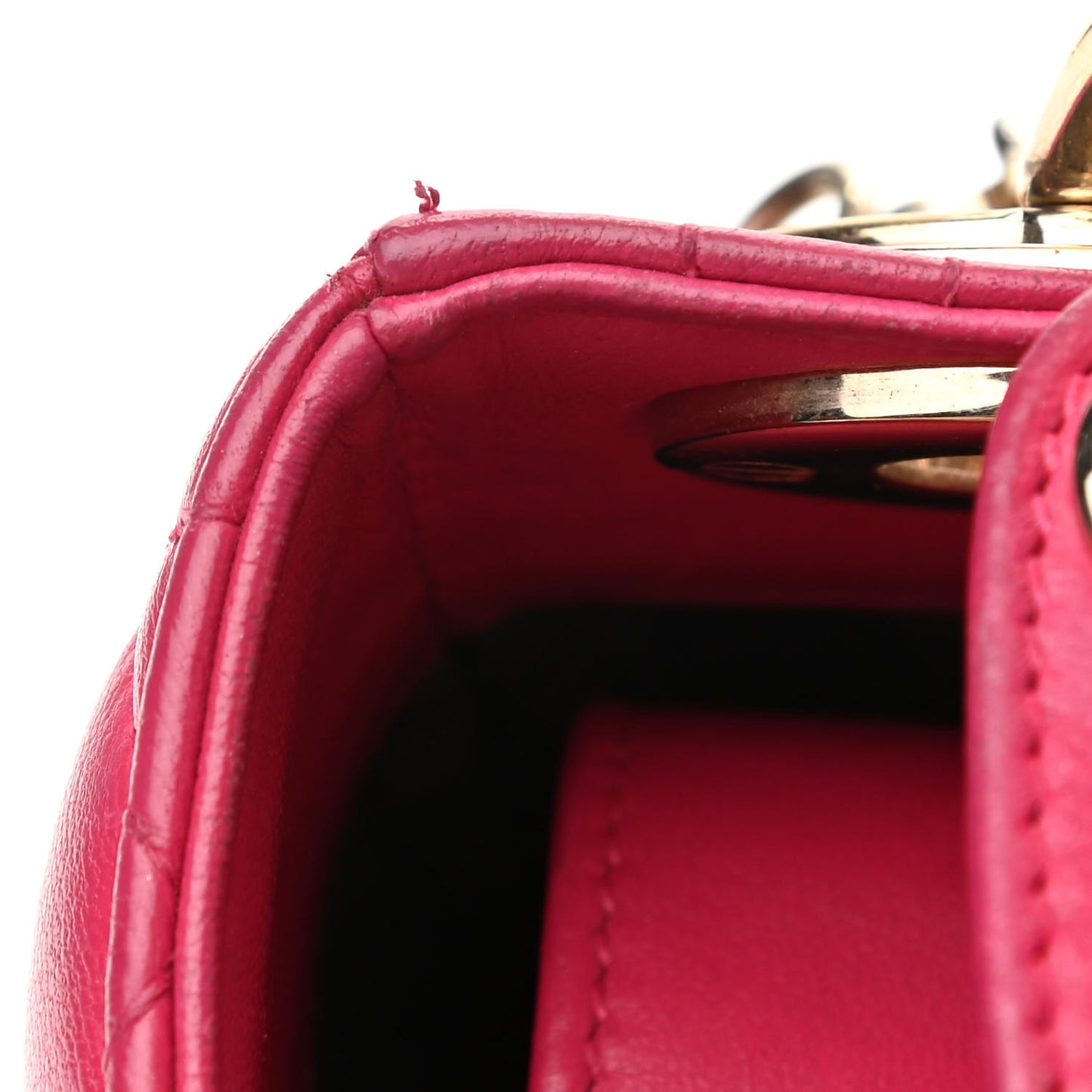 Lambskin Cannage Mini Lady Dior Fuchsia