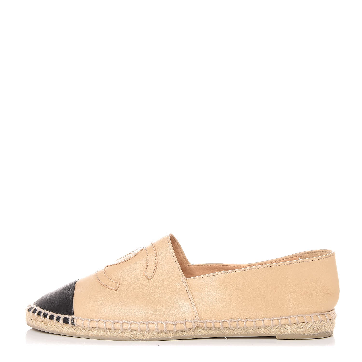Chanel Lambskin CC Espadrilles 39 Beige Black 1 of 12