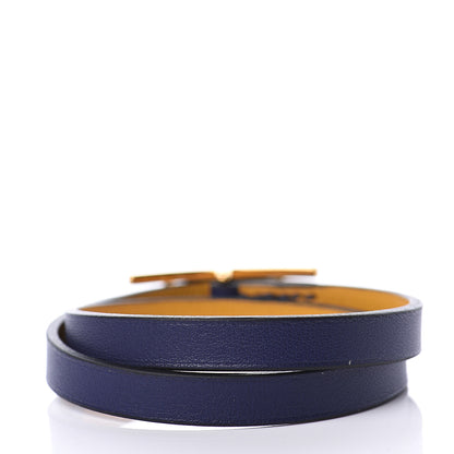 Hermes Swift Behapi Double Tour Bracelet T2 Bleu Encre Ambre 2 of 5