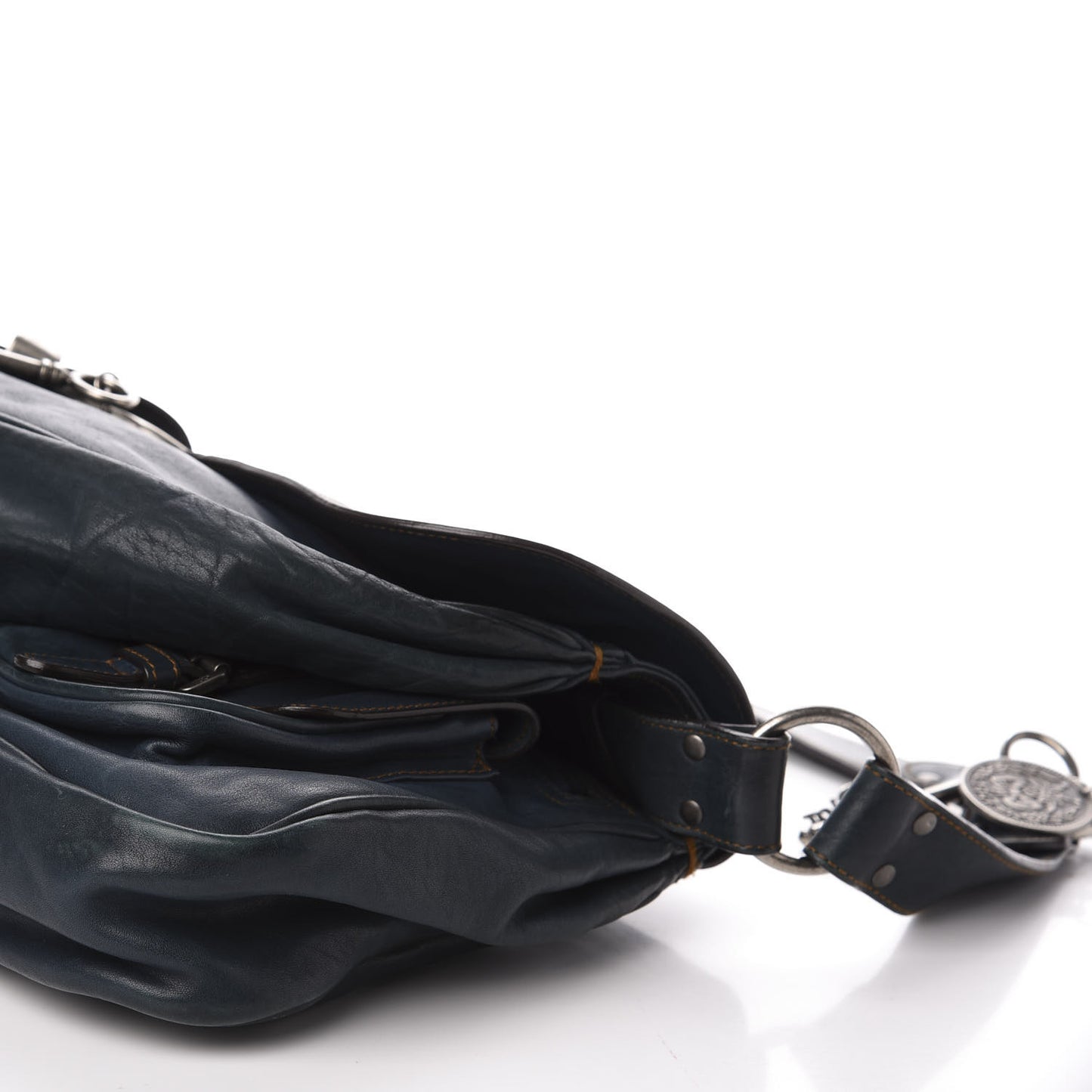 Calfskin Medium Gaucho Double Saddle Bag Dark Blue