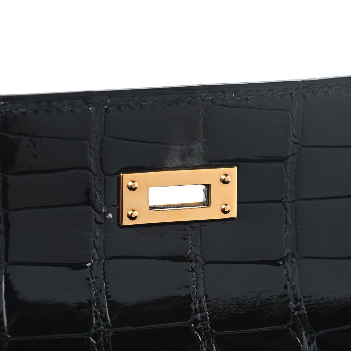 Shiny Alligator Kelly Sellier 25 Black