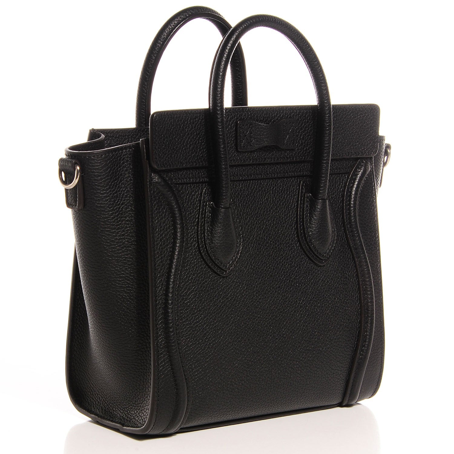 Celine Drummed Calfskin Nano Luggage Black 3 of 7