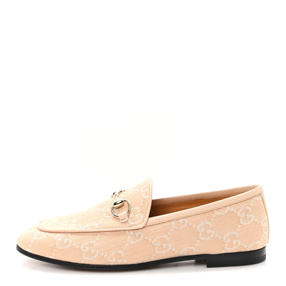 Gucci Canvas GG Monogram Horsebit Womens Jordaan Loafers 35.5 Souffle Rose 1 of 10