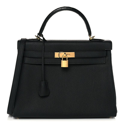 Hermes Togo Matte Alligator Kelly Retourne Touch 32 Black 1 of 10