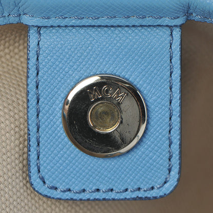 MCM Coated Canvas Shopper Tote Blue 7 of 15
