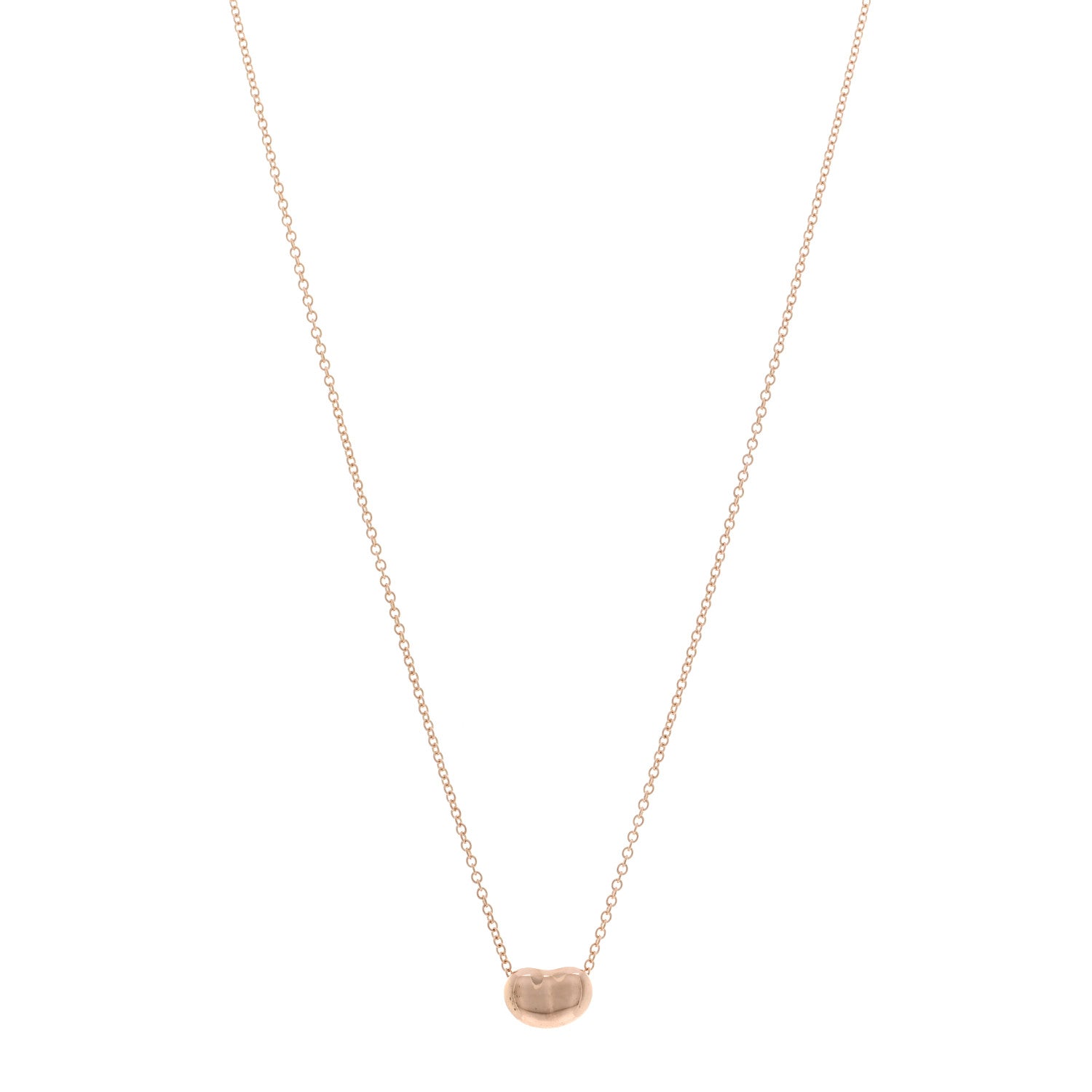 Tiffany 18K Rose Gold 9mm Elsa Peretti Bean Pendant Necklace 1 of 4