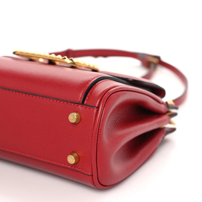 Valentino Garavani Grainy Calfskin Mini Rockstud Alcove Top-Handle Bag Rouge Pur 8 of 8