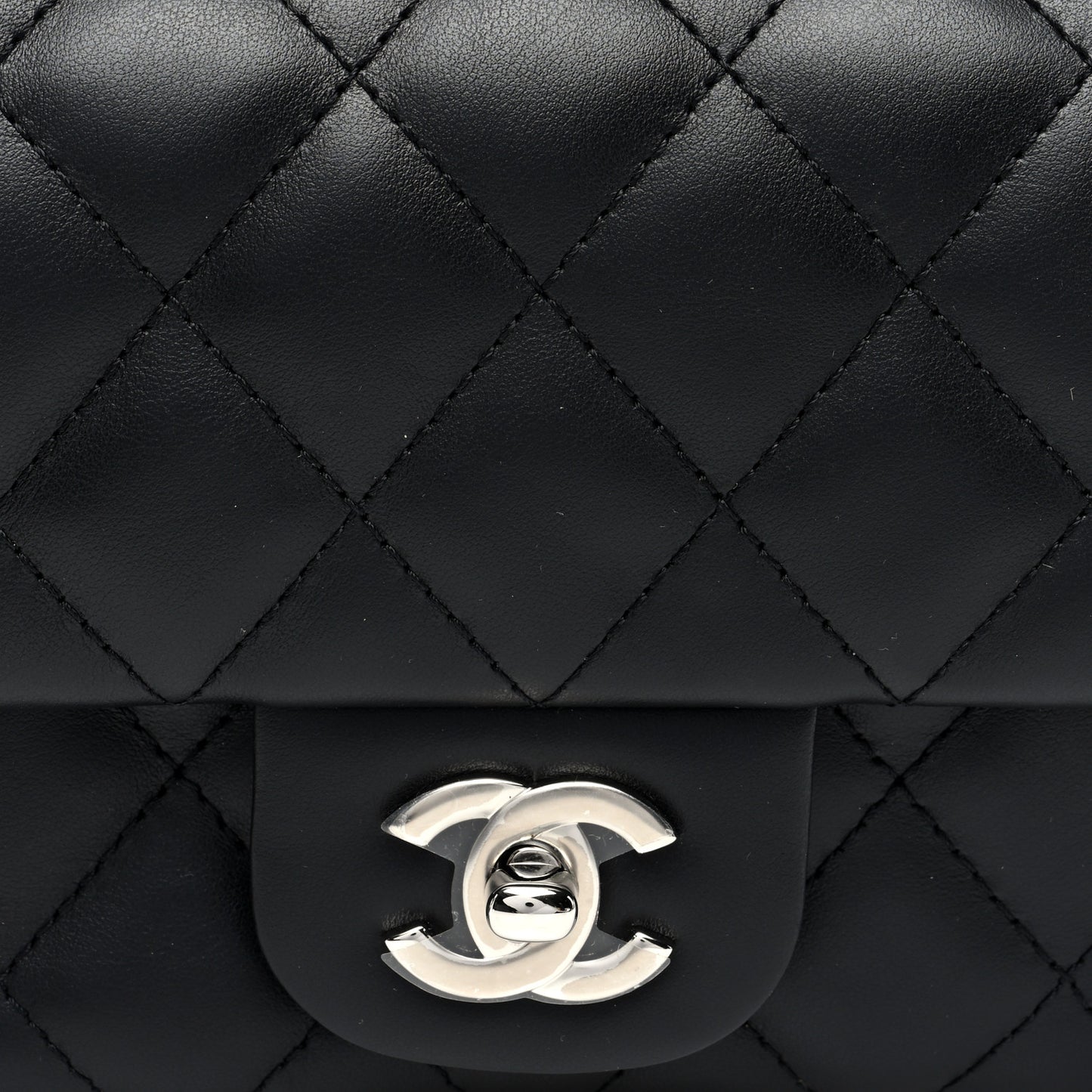 Calfskin Quilted CC Uniform Flap Belt Bag Black
