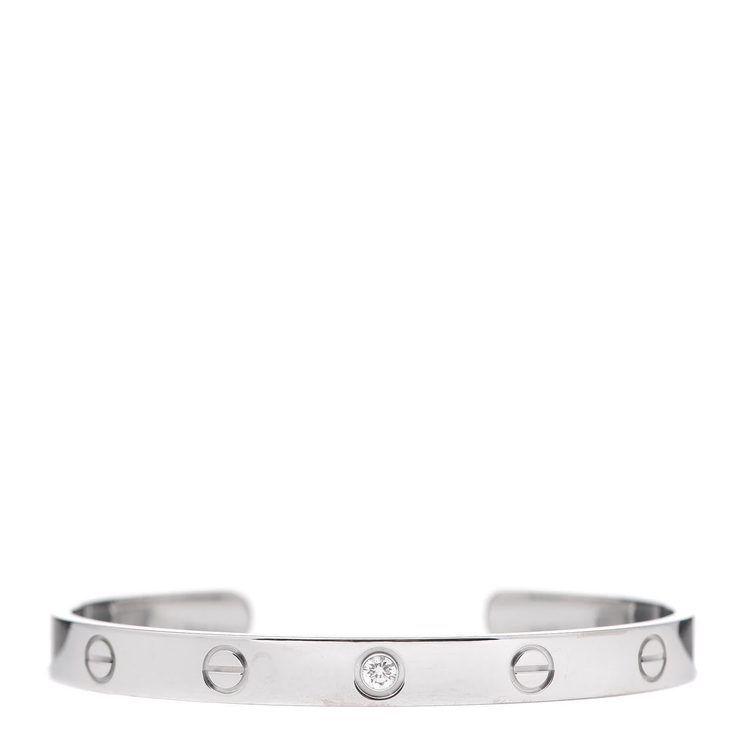 Cartier 18K White Gold 1 Diamond LOVE Cuff Bracelet 17 1 of 4