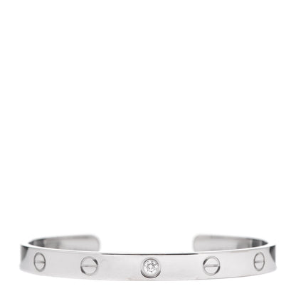 Cartier 18K White Gold 1 Diamond LOVE Cuff Bracelet 17 1 of 4