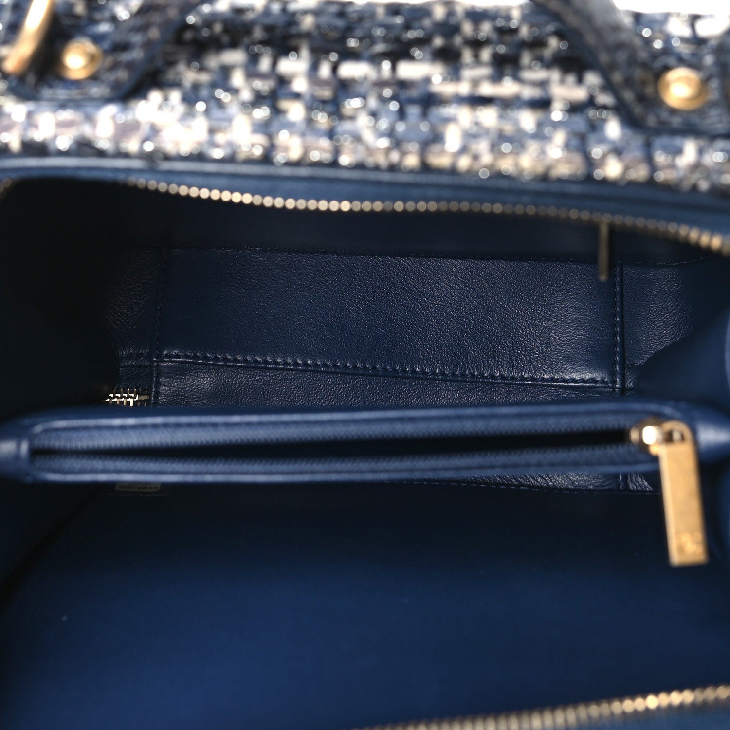 Chanel Tweed Snakeskin Quilted Medium CC Filigree Vanity Case Dark Navy 5 of 10