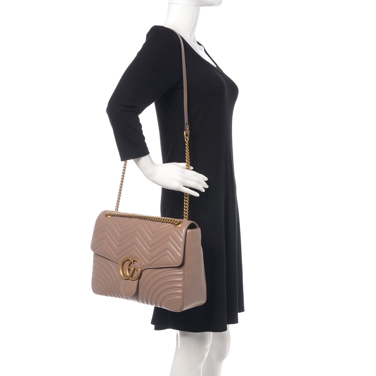 Gucci Calfskin Matelasse Large GG Marmont Shoulder Bag Porcelain Rose 2 of 9