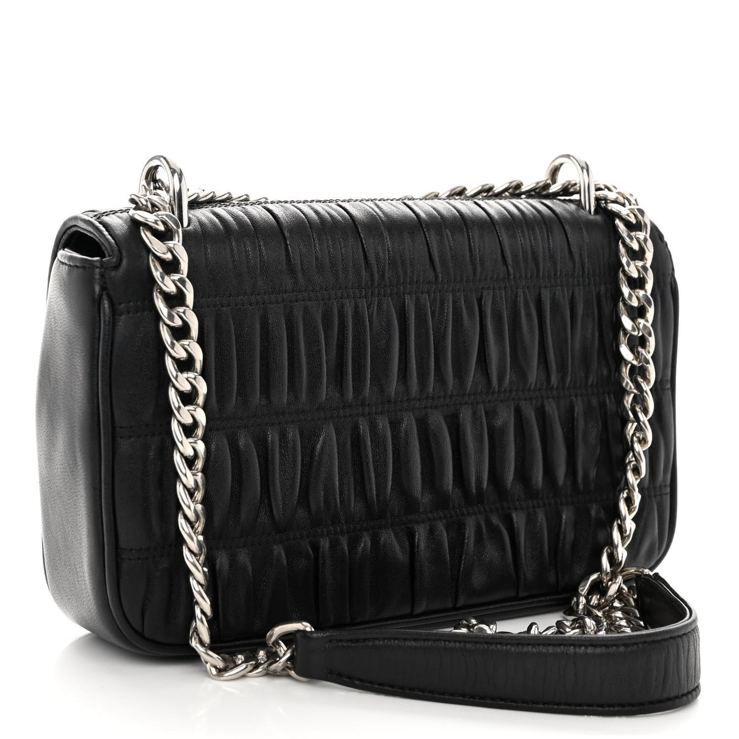 Nappa Gaufre Small Chain Flap Shoulder Bag Black