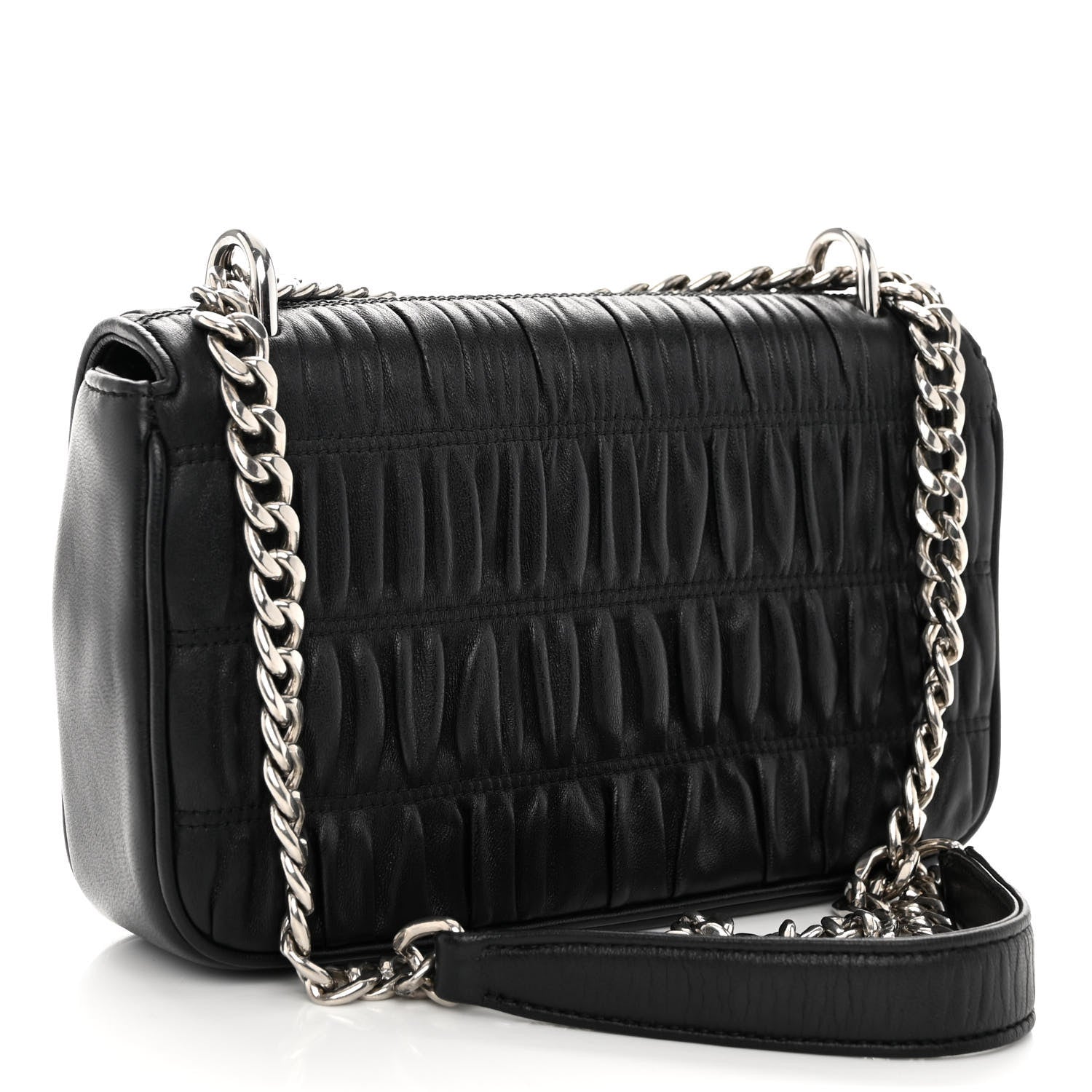 Prada Nappa Gaufre Small Chain Flap Shoulder Bag Black 3 of 9